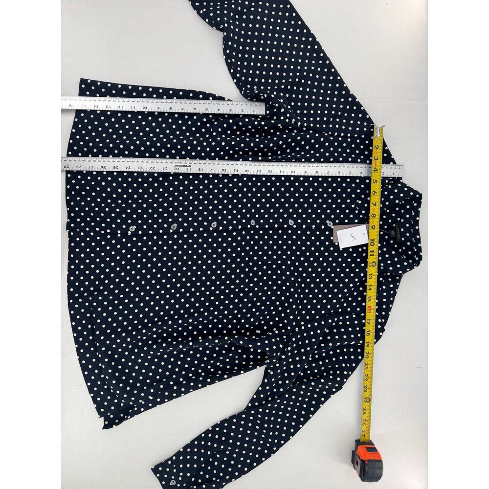 J.Jill Wearever Navy Polka Dot Button Down Blouse Plus SZ 2X Artsy Office Preppy - Picture 10 of 14
